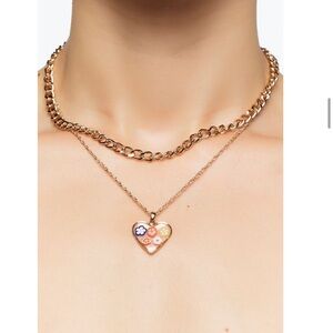 5 for $15 ✨ Floral Layered Heart Necklace